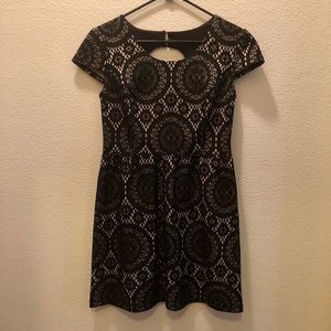 Black and nude lace detail dress